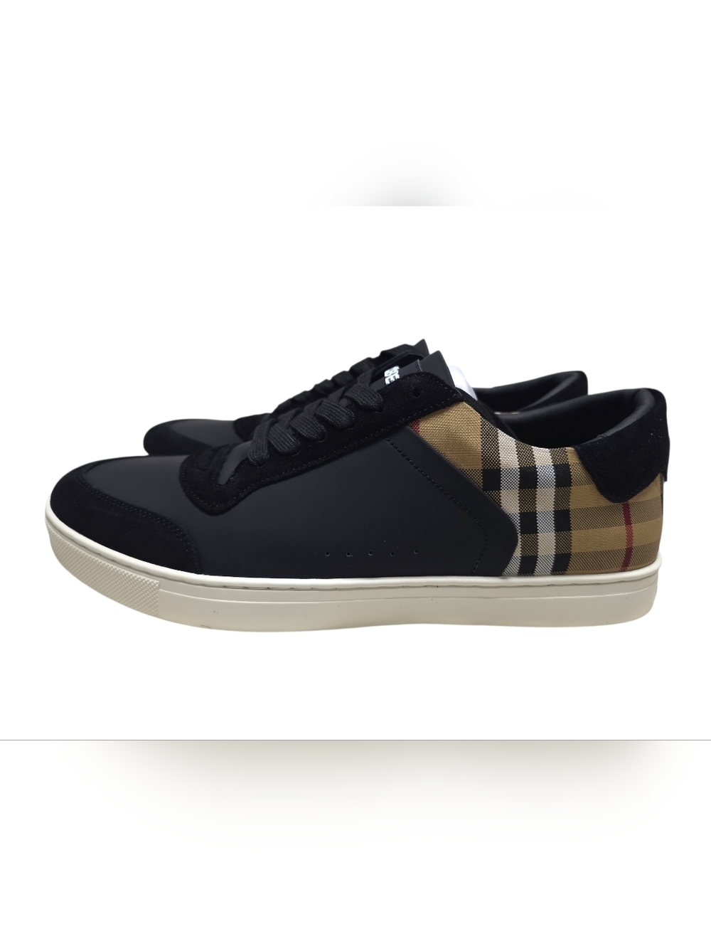 Burberry Stevie Leather & Canvas Check Sneakers - Picture 3 of 7